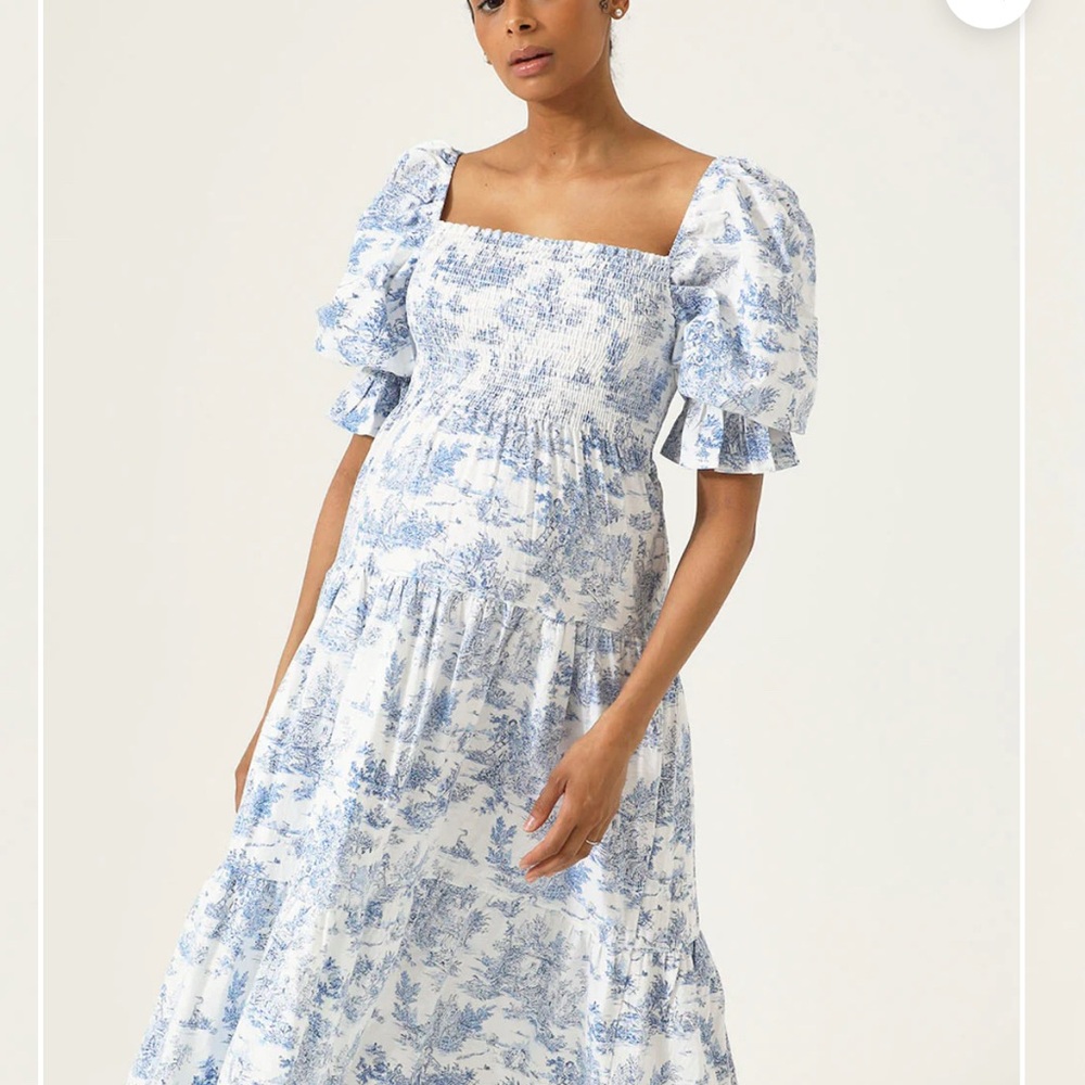 Blue and White Floral Women's Dress
